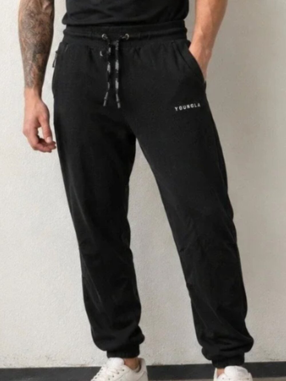 YoungLA Men's 210 Kick Joggers, Black, Size Small